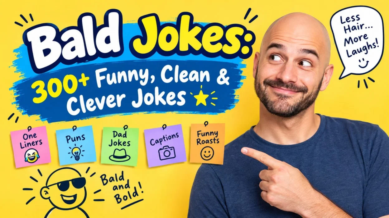 Bald jokes featuring 300+ funny, clean, and clever jokes for lighthearted laughs